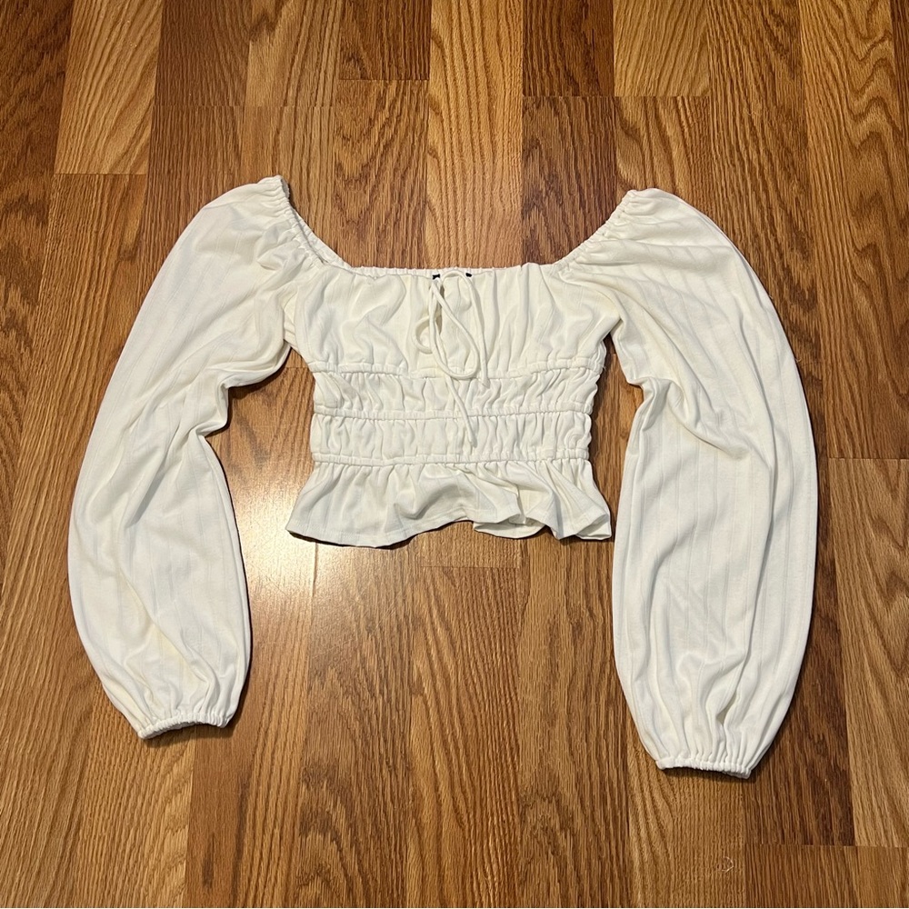 Forever 21 Cream Off-Shoulder Blouse